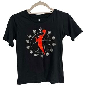 WNBA Youth Girls Black Graphic T-Shirt Team Logos Orange Silhouette Size S 8